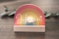 Preview: Teelichthalter mit Holzsockel "Regenbogen" personalisiert